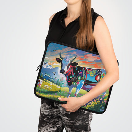 Cyber Glitch Cow Laptop Sleeve