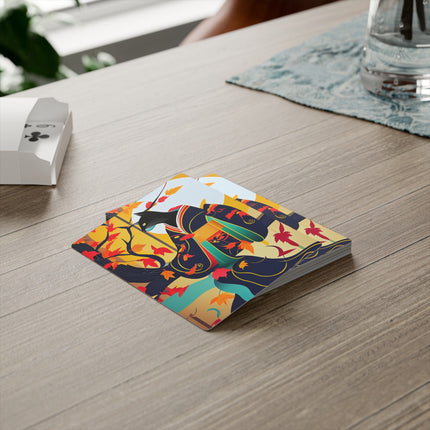 Black Cat in Kimono Playing Cards