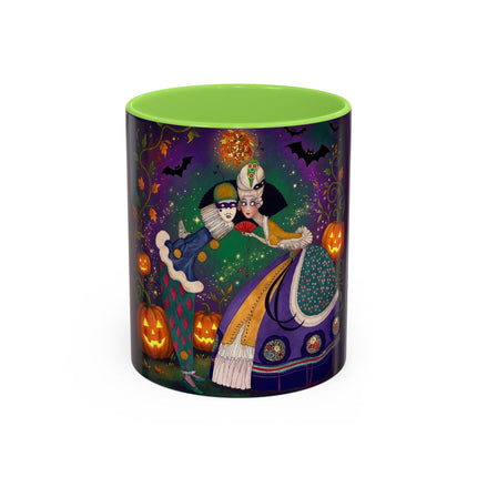 🎭🎃 The Masquerade Beneath The Pumpkin Lantern Colorful Mug – Theatrical Halloween Charm