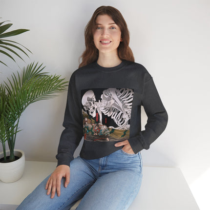 Mitsukuni Defying the Skeleton Spectre by Utagawa Kuniyoshi Heavy Blend™ Crewneck Sweatshirt