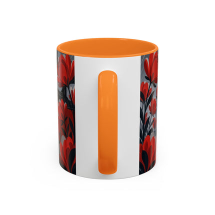 ☔🌹 The Scarlet Rainstorm Promenade Colorful Mug – Art Deco Motoring Elegance