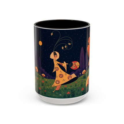 🌙🌼 The Moonlit Floral Dancer Colorful Mug – Art Deco Garden Fantasy