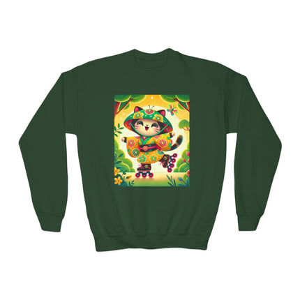 Firefly Dance on Wheels Youth Crewneck Sweatshirt – Motion, Magic & Playful Energy