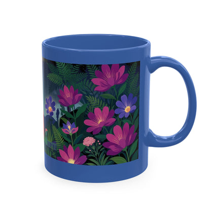 🌙🌺 The Lady Of The Midnight Flower Garden Ceramic Mug – Art Deco Floral Elegance
