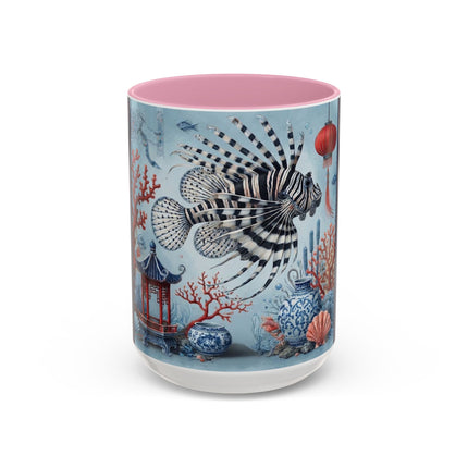 Lionfish & Lantern Colorful Mug – Mystical Ocean & Asian Harmony