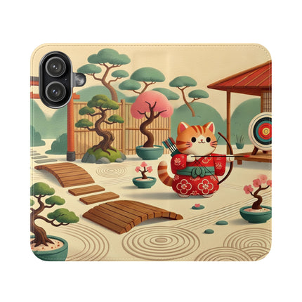 🏹🌸 Archer Kitten in the Zen Garden Flip Case – Focus, Whimsy & Zen Balance