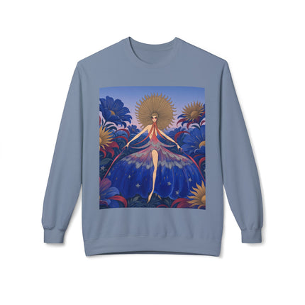 🌞🌸 The Celestial Blossom Garden Dancer Midweight Crewneck Sweatshirt – Art Deco Floral Fantasy