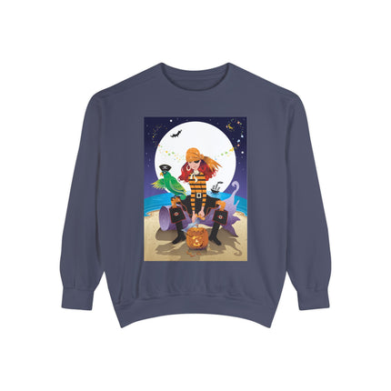 Moonlit Pirate Halloween Unisex Garment-Dyed Sweatshirt