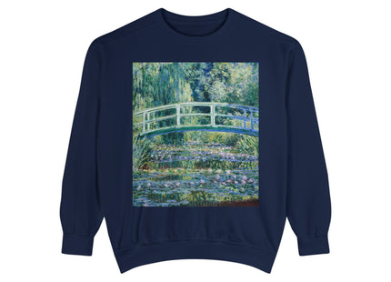 Water Lilies and Japanese Bridge by Claude Monet Unisex Garment-Dyed Sweatshirt