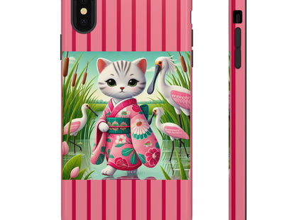 Geisha Kitten Strolls Among the Spoonbills Phone Cases