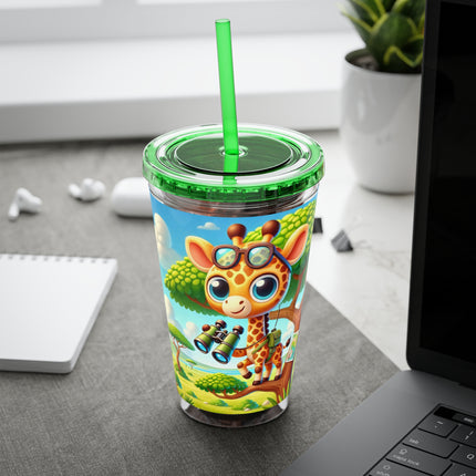 Giraffe Lookout Sunsplash Tumbler with Straw, 16oz