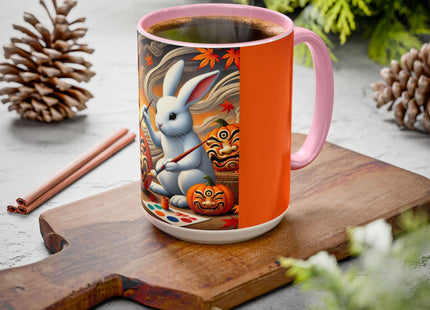 Halloween Rabbit’s Kabuki Jack-o’-Lanterns Colorful Mugs (11oz, 15oz)