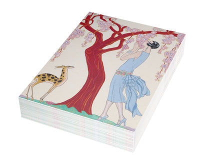 Woman, Fawn, and Red Tree by George Barbier Postcards (envelopes included) - Bundles of 10, 30, 50 Pieces