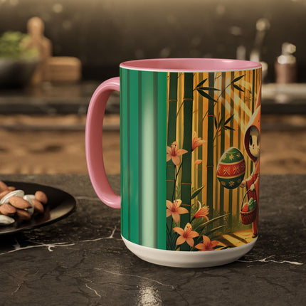 Geisha Kitten’s Easter Stroll Colorful Mugs (11oz, 15oz)