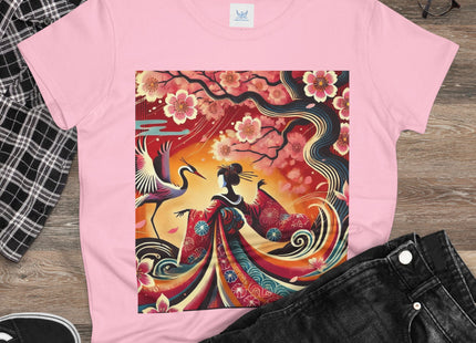Fairy and Stork Beneath the Cherry Blossoms Cotton Tee