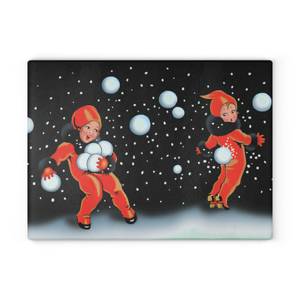 A Festive Snowball Glass Cutting Board