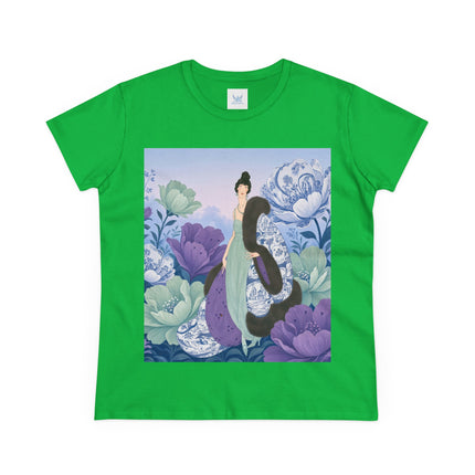 💜🌸 The Lavender Porcelain Garden Cotton Tee – Art Deco Fashion Elegance