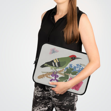 🐦🌹 Woodpecker & Rose Laptop Sleeve – Charming Beauty & Refined Simplicity