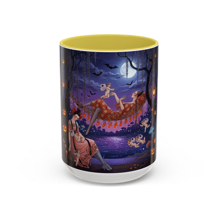 🌙🎃 Moonlit Mischief In The Pumpkin Grove Colorful Mug – Whimsical Halloween Fantasy