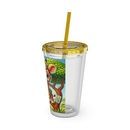 Giraffe Lookout Sunsplash Tumbler with Straw, 16oz