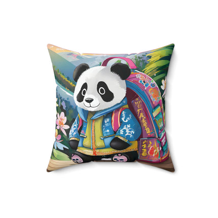 Baby Panda Spun Polyester Square Pillow