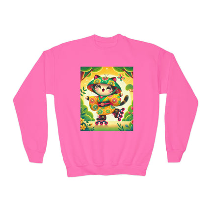 Firefly Dance on Wheels Youth Crewneck Sweatshirt – Motion, Magic & Playful Energy