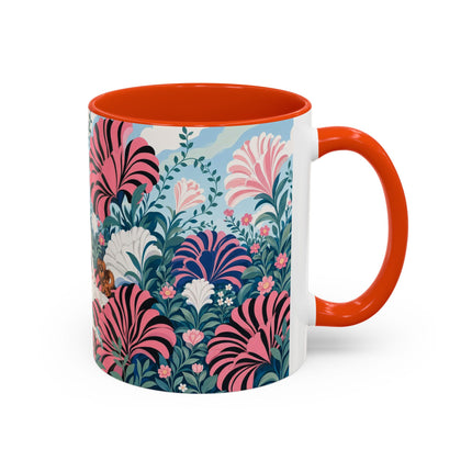 🌸🦋 The Enchanted Pink Blossom Retreat Colorful Mug – Art Deco Floral Whimsy