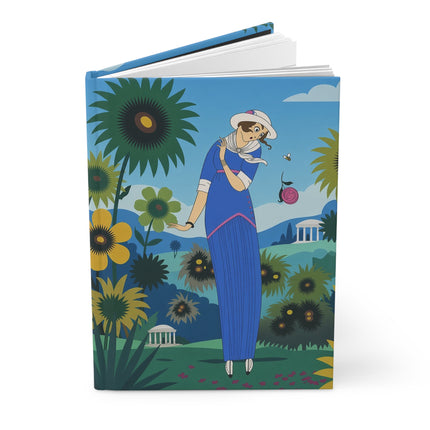 🌻💙 The Lady Of The Sunflower Garden Hardcover Journal – Art Deco Fashion Illustration