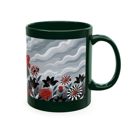 ☂️🌹 The Lady In The Windy Rose Garden Ceramic Mug – Art Deco Fashion Whimsy