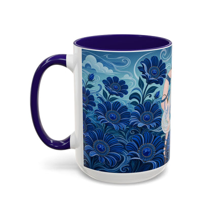 💙🌸 The Sapphire Wind Dancer Colorful Mug – Art Deco Floral Fantasy