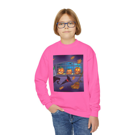 Whimsical Halloween Mischief Youth Crewneck Sweatshirt