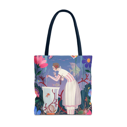 🐠🌸 The Lady Of The Enchanted Aquarium Tote Bag – Art Deco Garden Fantasy