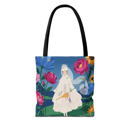 🌸👑 The Lady Of The Enchanted Flower Crown Tote Bag – Art Deco Garden Fantasy