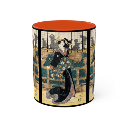 Japanese woman woodcut print by Kikukawa Eizan Colorful Mugs, 11oz