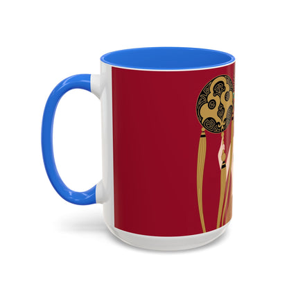 Butterfly Empress of the Crimson Pavilion Colorful Mug (11oz, 15oz) – Art Deco Beauty, Butterfly Elegance & Ornamental Style