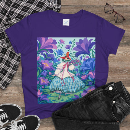 🌸🎶 The Garden Melody Cotton Tee – Art Deco Floral Whimsy