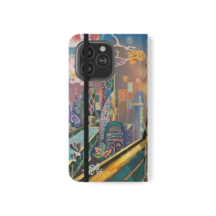 🤖🌆 Cyber Punk Robot Models Flip Case – Futuristic Fashion & Neon Elegance