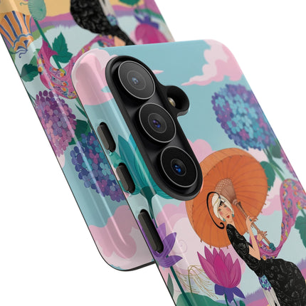 🌊☂️ The Lady Of The Flowered Seashore Phone Case – Art Deco Seaside Fashion