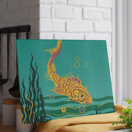 Golden Serenity Glass Cutting Board