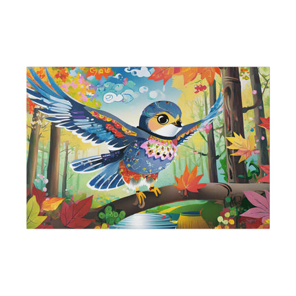 Baby Hawk Plays in Forest Matte Canvas, Stretched, 0.75"