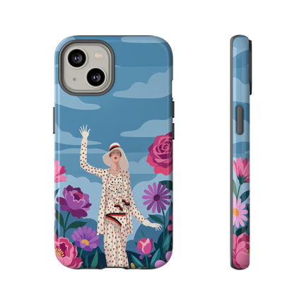 🌺👒 The Grand Flower Promenade Phone Case – Art Deco Fashion Illustration