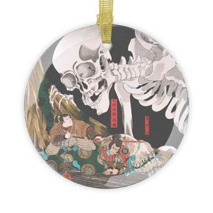 Mitsukuni Defying the Skeleton Spectre by Utagawa Kuniyoshi Glass Ornament