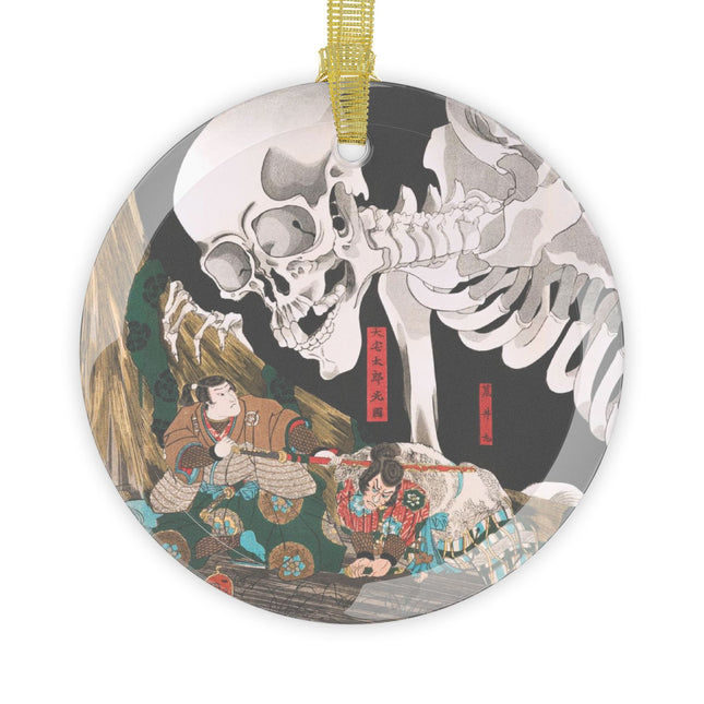 Mitsukuni Defying the Skeleton Spectre by Utagawa Kuniyoshi Glass Ornament
