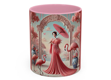 Petals, Porcelain, and Flamingos Colorful Mugs (11oz, 15oz)