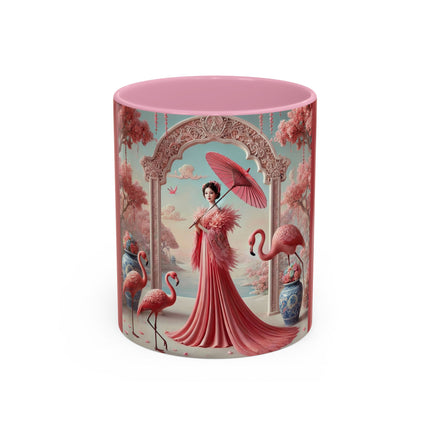 Petals, Porcelain, and Flamingos Colorful Mugs (11oz, 15oz)