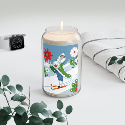 🎿❄️ The Winter Garden Skier Scented Soy Candle – Whimsical Holiday Fantasy