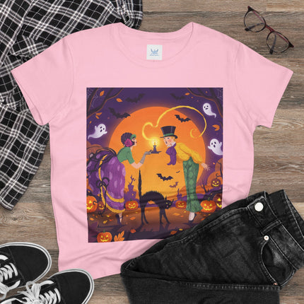 🎃🕯️ The Midnight Halloween Greeting Cotton Tee – Vintage Halloween Charm
