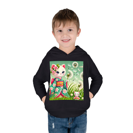 Geisha Kitten and the Dandelion Wish Toddler Pullover Fleece Hoodie