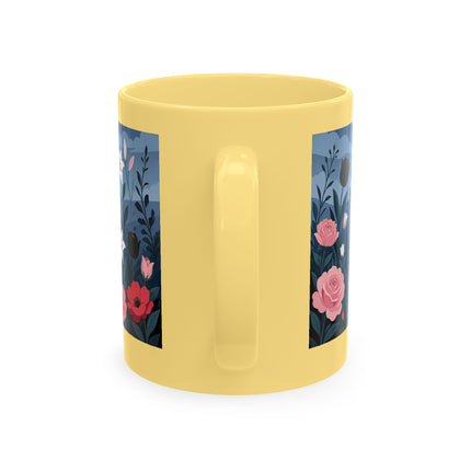 🌹🖤 The Lady Of The Midnight Rose Garden Ceramic Mug – Art Deco Floral Elegance