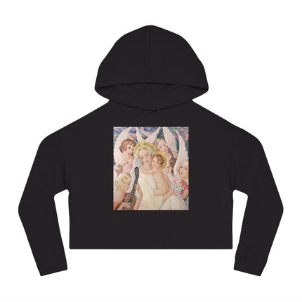 Madonna with Child surrounded by musical angels by Gerda Wegener Women’s Cropped Hooded Sweatshirt